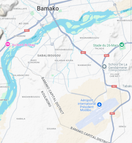 Map 1 : The Gendarmerie Academy and barracks and the International Airport Modibo Keita